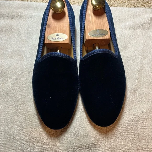 Del Toro Blue Velvet Slip-On Loafers DEL TORO Size 9.5 Royal Blue Textured Velvet Slip On Loafers  main image 2